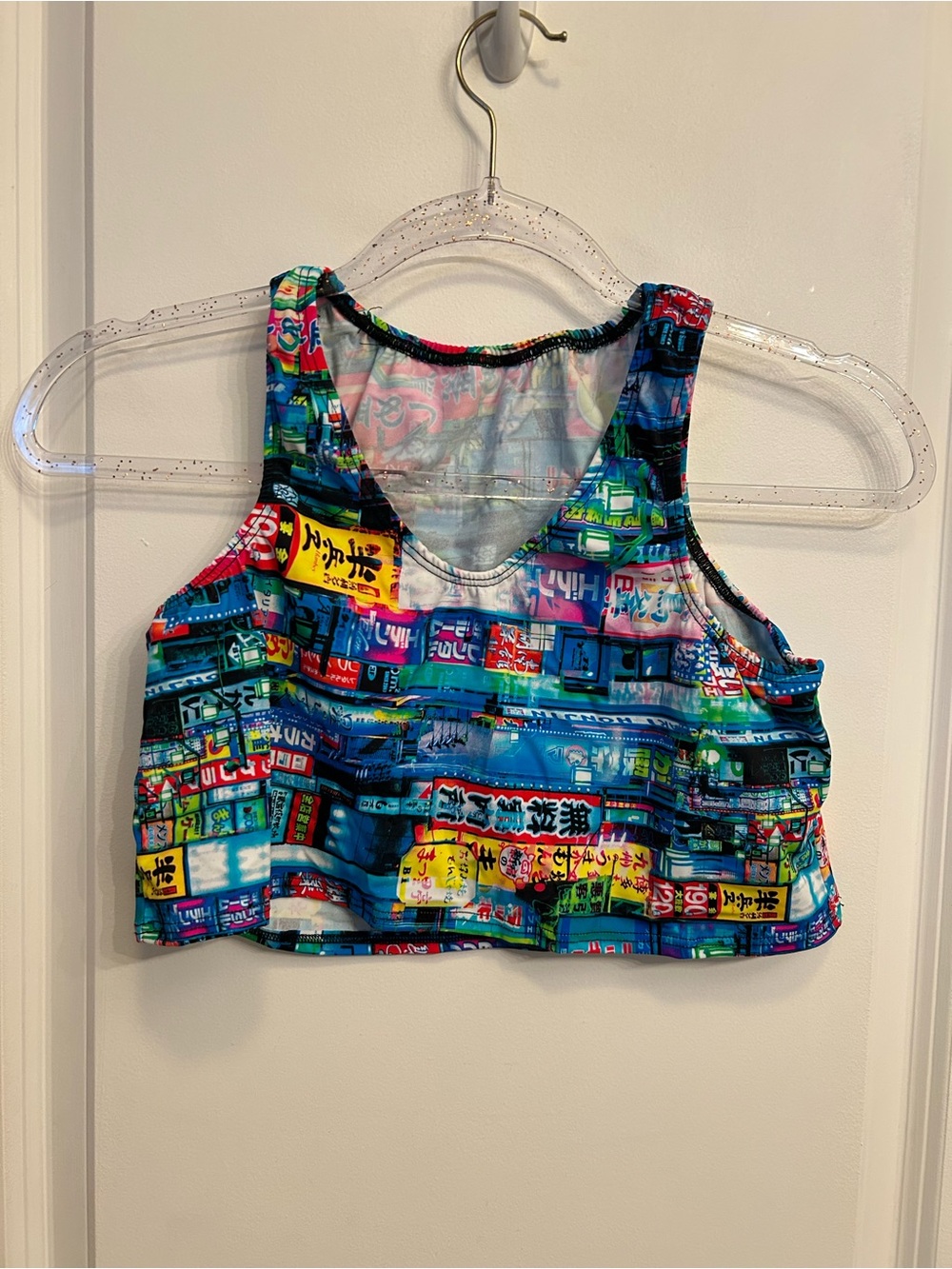 Colorful Neon Sign Print Crop Tank Top
